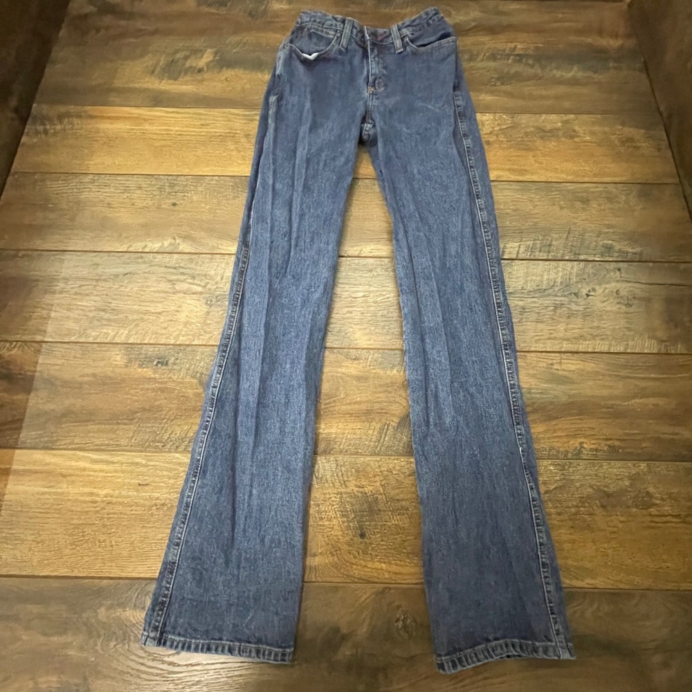 Wrangler High Rise Straight Leg Jeans Blue Denim 25x34 Western Cowgirl Street